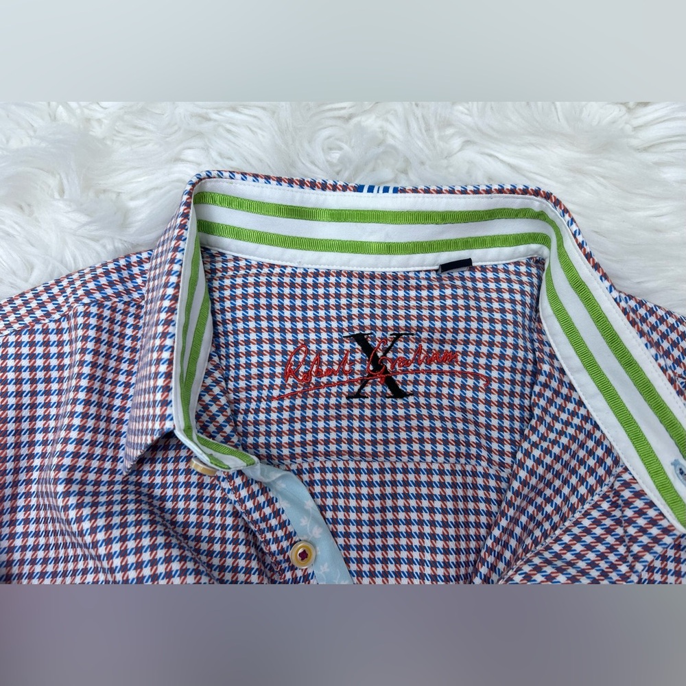 Robert Graham X Size L Long Sleeve Button Up Shirt Cotton Houndstooth Ch…